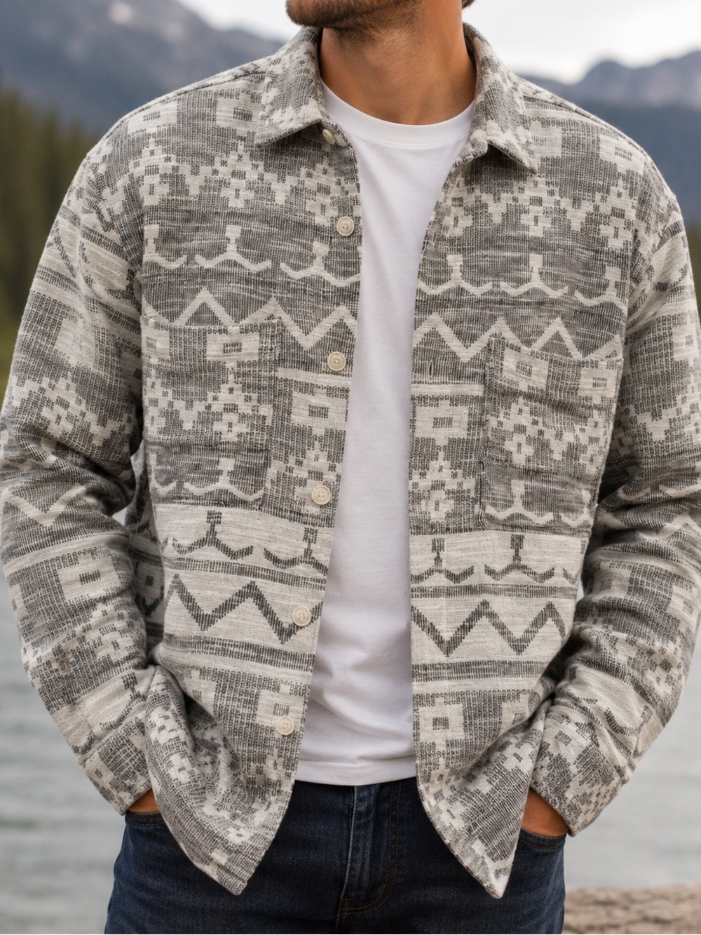 Zara Soft Woven Southwestern Shacket | Men’s Large | Unisex